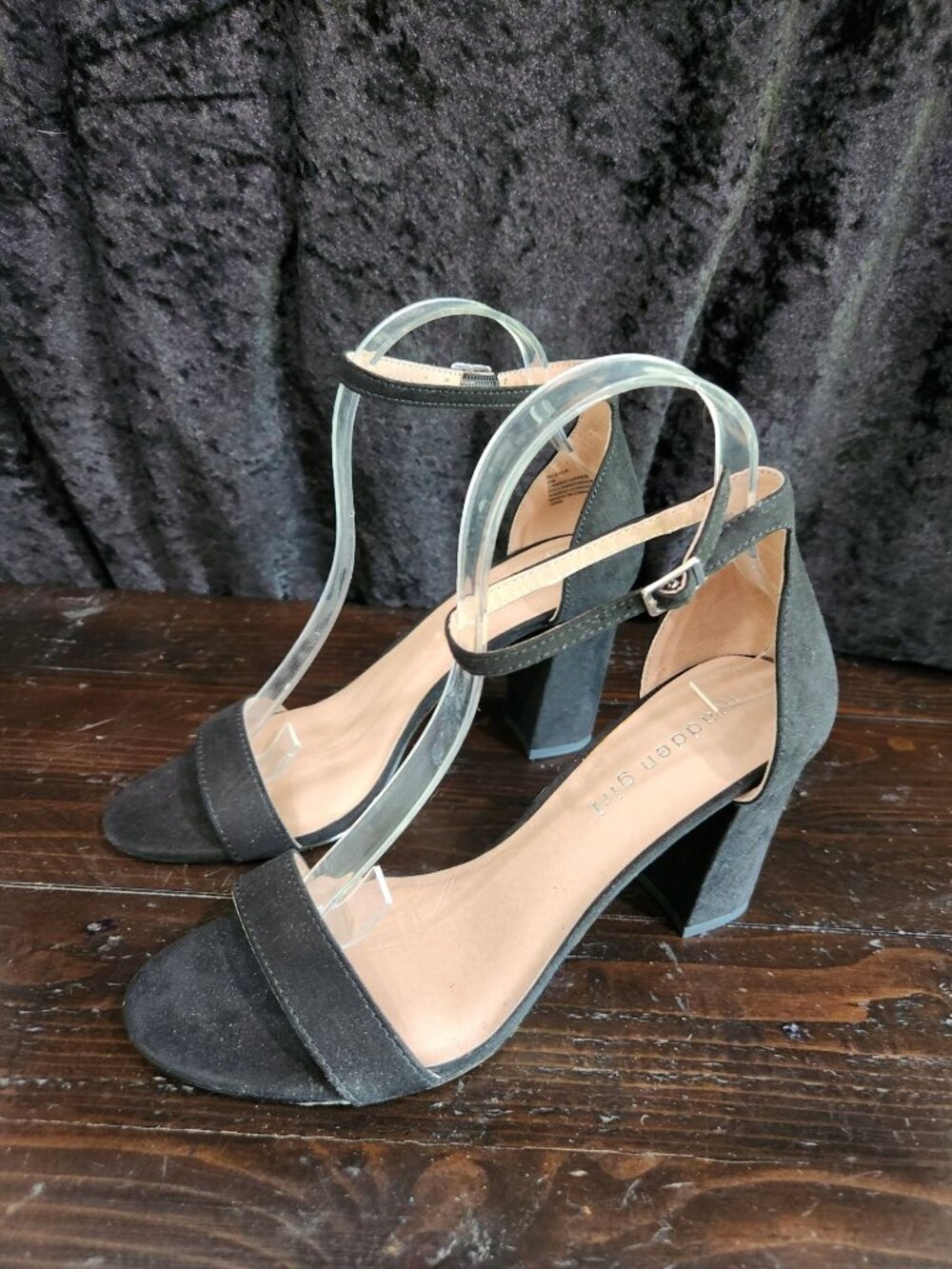 Madden Girl Bella Black Two-Piece Block Heel Sandals/Sz. 8M NWOB